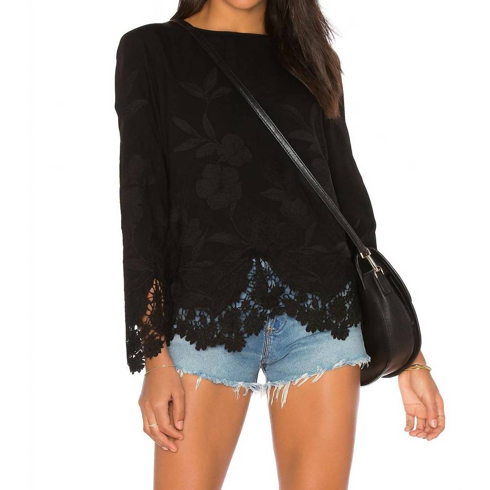 NEW MERRIT CHARLES mcgraw embroidered blouse in black